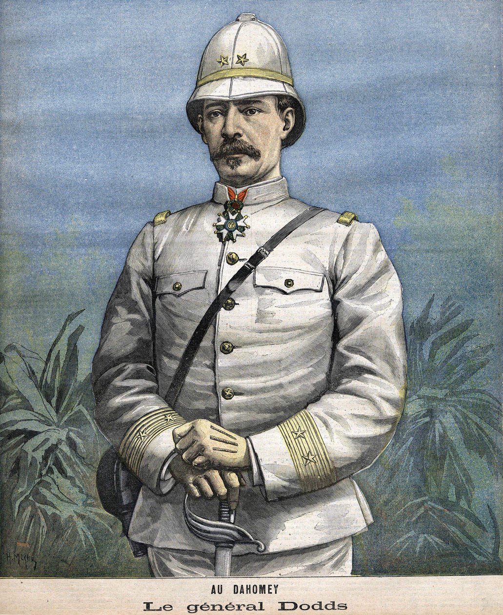 الجنرال الفرنسي ألفريد أميدي دودز (1842-1922) في بنين (داهومي) عام 1892 بواسطة فنان غير معروف