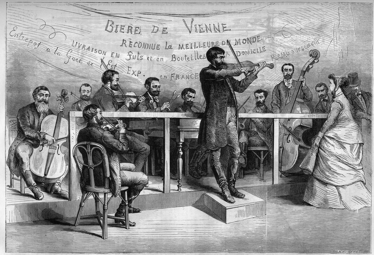 الغجر ، أوركسترا للموسيقيين المجريين في المعرض العالمي لعام 1867. بواسطة فنان غير معروف