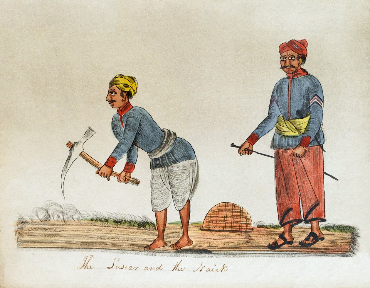 "The Lascar and the Naick" ، الهند بواسطة فنان غير معروف