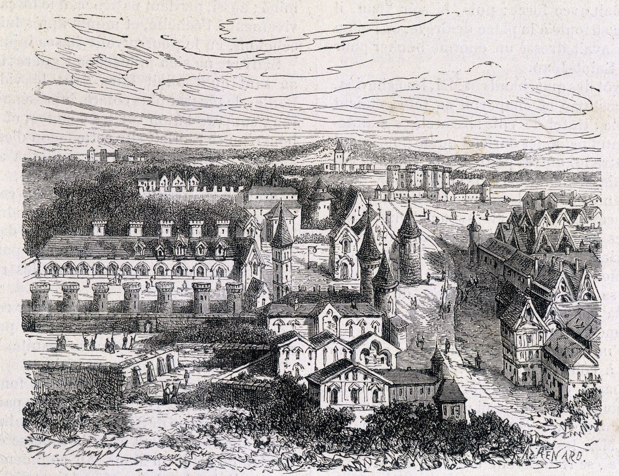 Palais des Tournelles ، مقابل فندق Saint Paul - نقش ، أواخر القرن التاسع عشر بواسطة فنان غير معروف