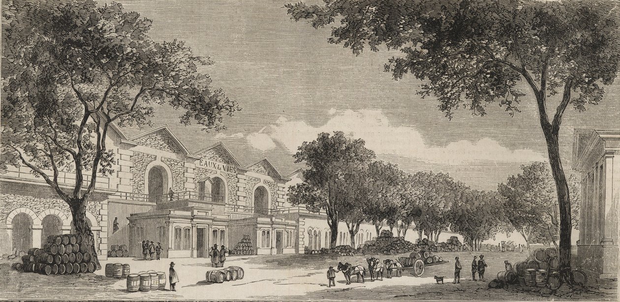 The Wines Warehouse في باريس عام 1861 - منطقة Eaux de vie بواسطة فنان غير معروف