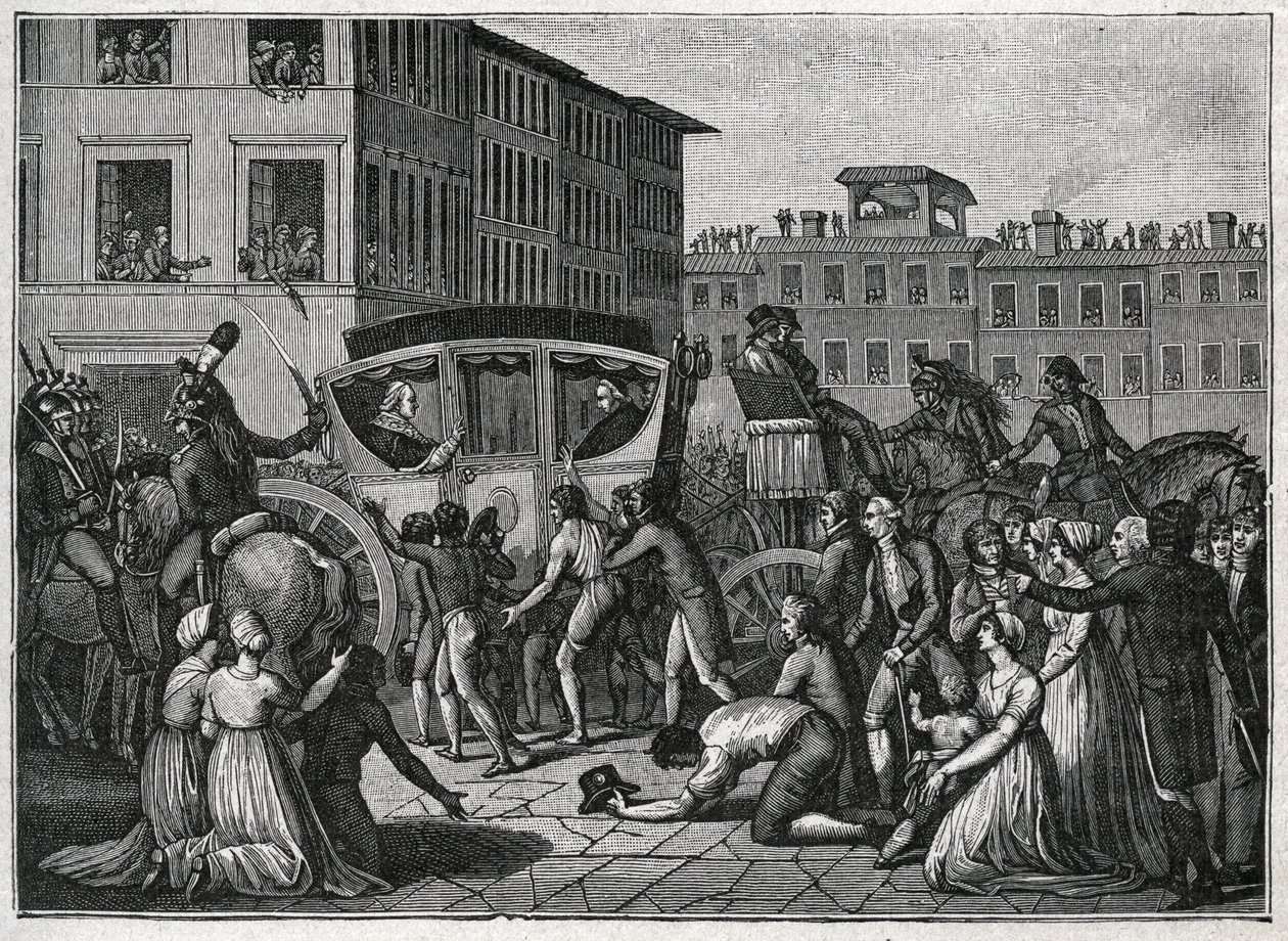 وصول البابا بيوس السادس (جيوفاني أنجيلو براشي ديت بيوس السادس ، بيو 1717-1799) إلى غرونوبل عام 1799. نقش من عام 1800. بواسطة فنان غير معروف