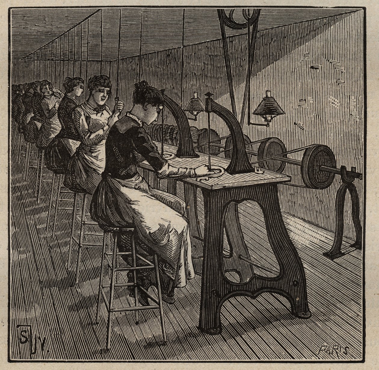 فن الجواهر: صقل وتلميع الماس. نقش من عام 1885 في "" Les Arts et metiers Illustres "" لأدولف بيتارد. بواسطة فنان غير معروف