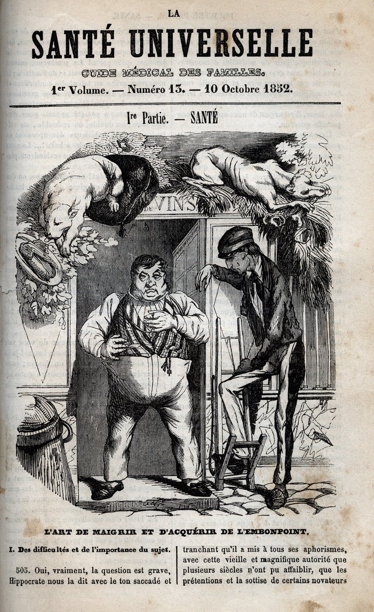فن إنقاص الوزن واكتساب الوزن - نقش في "La Sante Universelle - Guide Medical des Familles" "1852 بواسطة فنان غير معروف