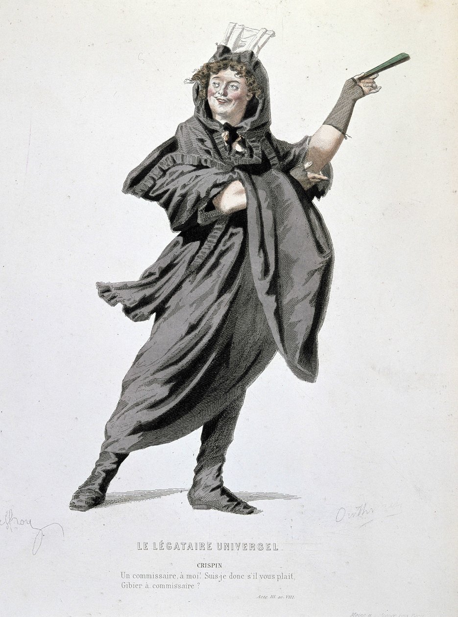 شخصية كريسبين في "الموروث العالمي" (1708) بقلم جان فرانسوا ريجنارد (1655 - 1709). نقش القرن التاسع عشر. بواسطة فنان غير معروف