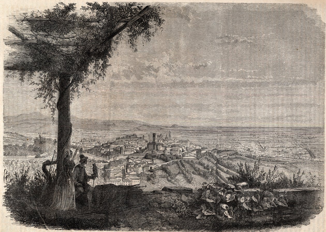 مدينة بيرغامو (بيرغامو) حوالي عام 1858 - نقش - بواسطة فنان غير معروف