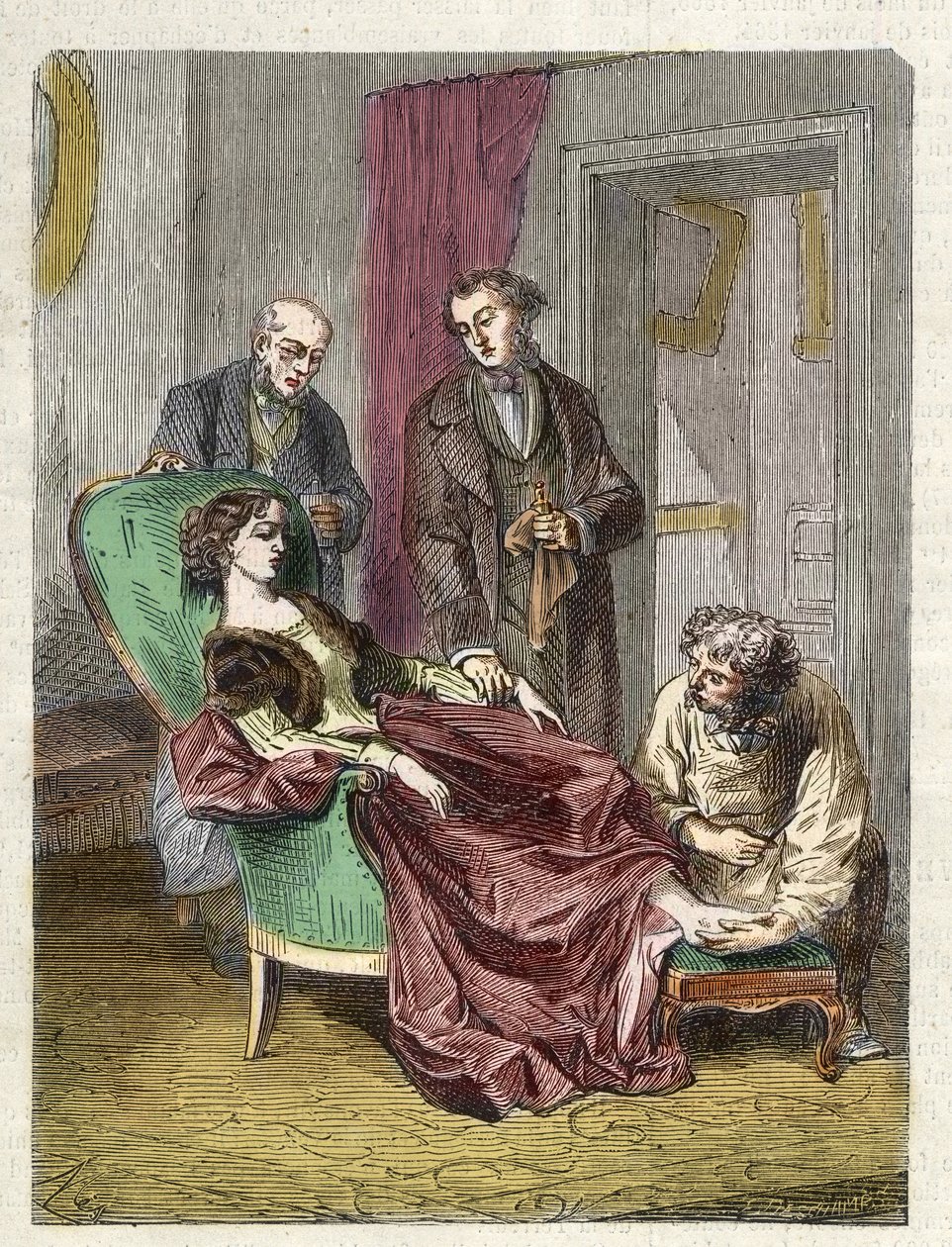 وفاة هانا غرينر بسبب استنشاق الكثير من الكلوروفورم (anasethesia) - 1848 - استسلمت هانا جرينر ، فتاة تبلغ من العمر 15 عامًا لإغماء أثناء تخدير الكلوروفورم الذي تم إجراؤه لتشغيل مسمار متجسد - نقش بواسطة فنان غير معروف
