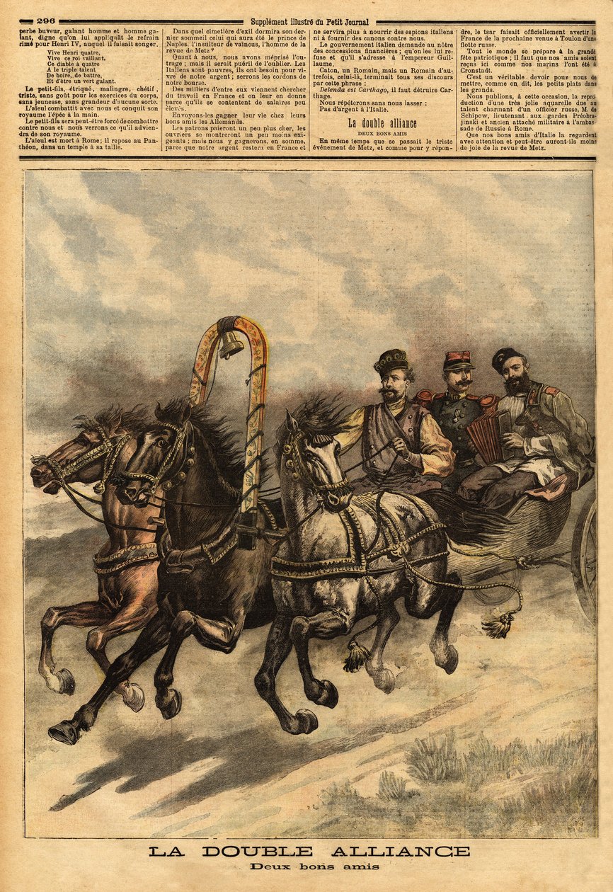 التحالف المزدوج بين روسيا ألكسندر الثالث (1815-1894) وفرنسا. نقش في "" مجلة Le petit "" 16/10/1893. مجموعة سيلفا. بواسطة فنان غير معروف