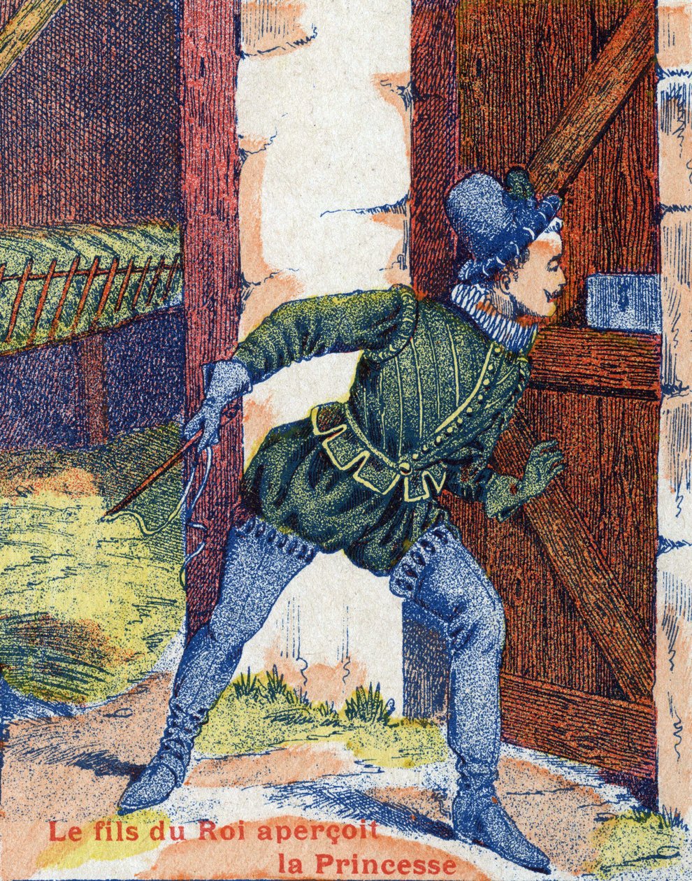 رأى نجل الملك الأميرة. رسم توضيحي لحكاية "جلد الحمار" للكاتب الفرنسي تشارلز بيرولت (1628-1703). الصور مارسيل فاني ، جارفيل نانسي ، بدون تاريخ (أواخر القرن التاسع عشر). بواسطة فنان غير معروف