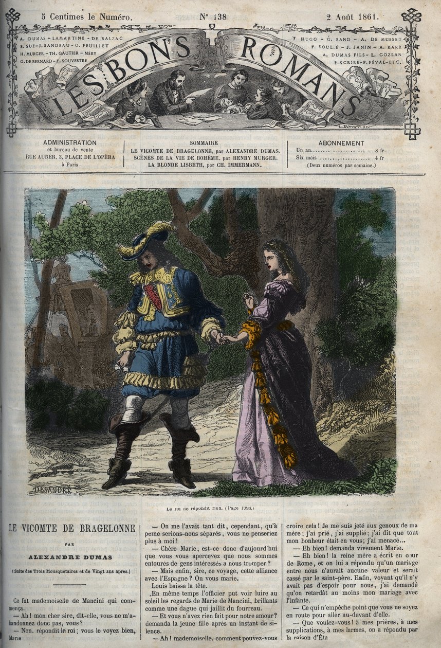 المقابلة الأخيرة لماري مانشيني (1639-1715) مع لويس الرابع عشر (1638-1715) قبل مغادرته المحكمة إلى بروج في 22 يونيو 1659 ، المنفى الذي نظمه الكاردينال مازارين لإبعاده عن الملك - يأخذ الرسم التوضيحي من ”Viscount من البرازيل بواسطة فنان غير معروف