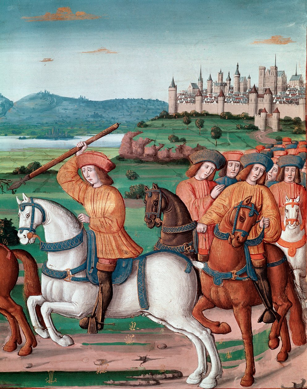 جنون شارل السادس (1368 - 1422). في 5 أغسطس 1392 ، في غابة لومان ، بدأ في تجربة هجمات الجنون الغاضب: صراخًا للخيانة ، هاجم فرقته الخاصة وقتل أربعة أشخاص منمنمات من "" Chronicles de Enguerrand de Mo بواسطة فنان غير معروف