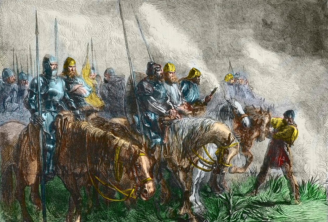 صباح معركة أجينكورت - حرب 100 عام: معركة أزينكور (باس دو كاليه) في 25 أكتوبر 1415 - قبل معركة أزينكور - بواسطة فنان غير معروف