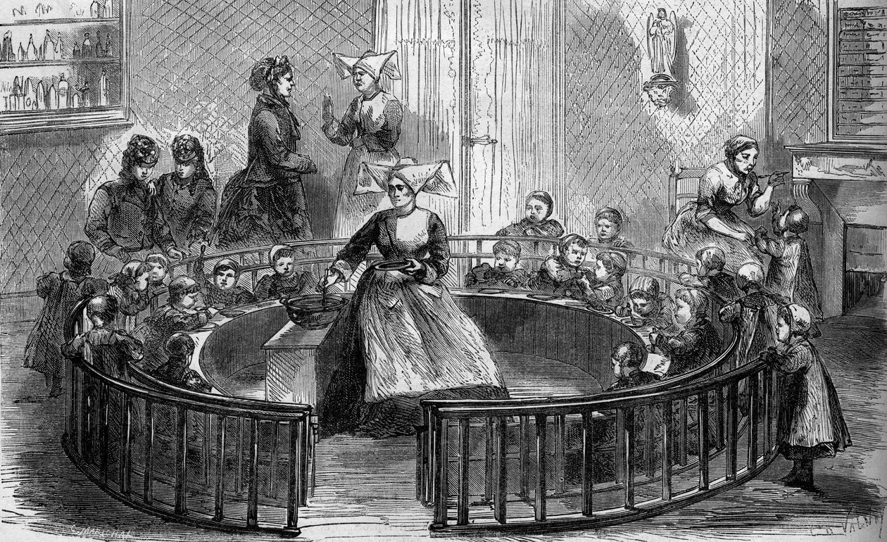 حضانة دار الحضانة القديس يوجيني دي لا شارع كريم في باريس عام 1870. بواسطة فنان غير معروف