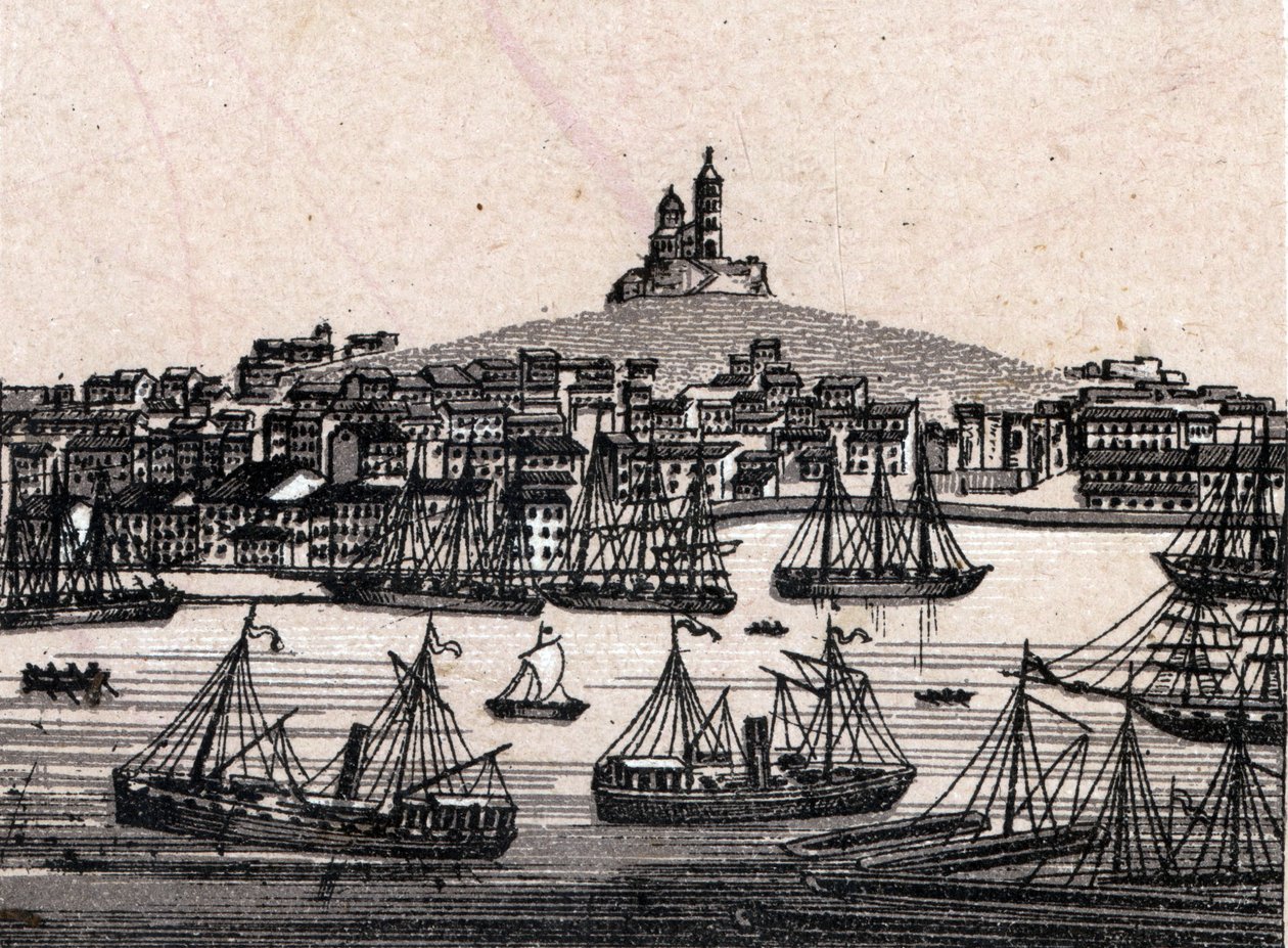 ميناء مرسيليا القديم في "العالم يوضح 168 منظرًا" "غير مؤرخ (أواخر القرن التاسع عشر) بواسطة فنان غير معروف