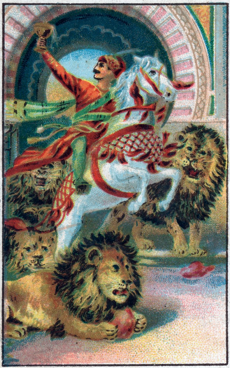 مصدر الاسود. تاريخ الأمير أحمد ورسوم Paris-Banou (Pari Banou) (Paribanu). حكاية 1001 ليلة (حكايات الألف ليلة وليلة). الطباعة الحجرية الملونة في أواخر القرن التاسع عشر. بواسطة فنان غير معروف