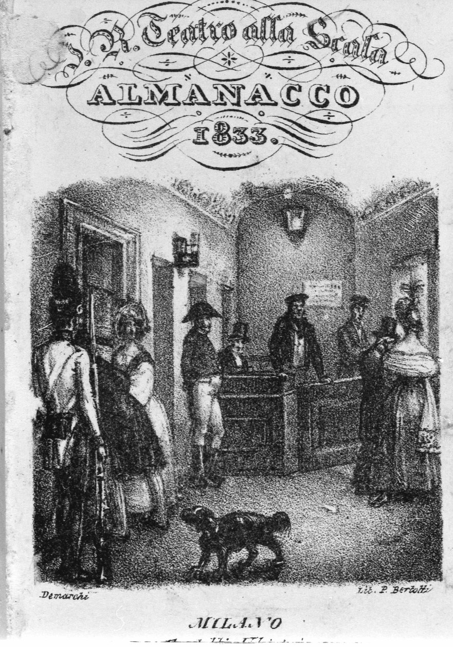 مكتب تذاكر المسرح ألا سكالا ، ألماناش عام 1833. بواسطة فنان غير معروف