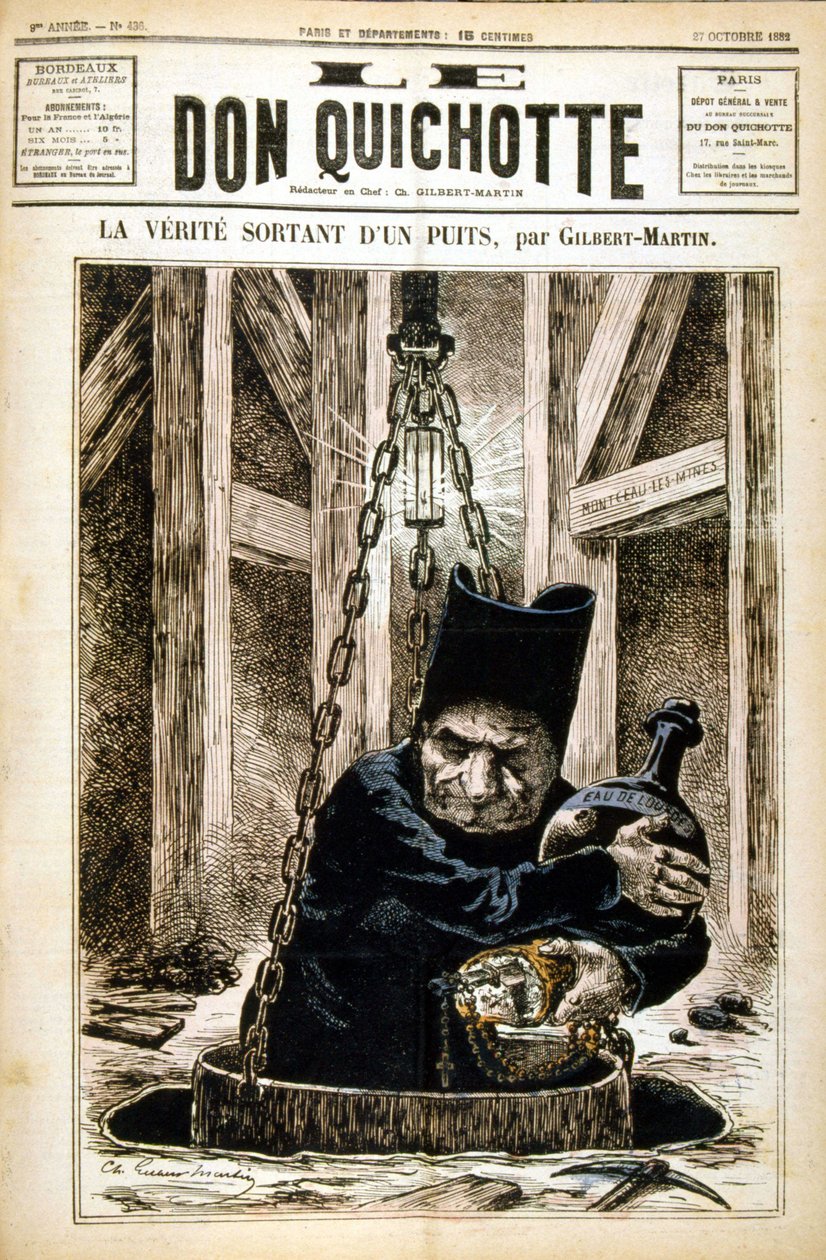 الحقيقة تخرج من بئر - في Le Don Quixote du 27/10/1882 بواسطة فنان غير معروف