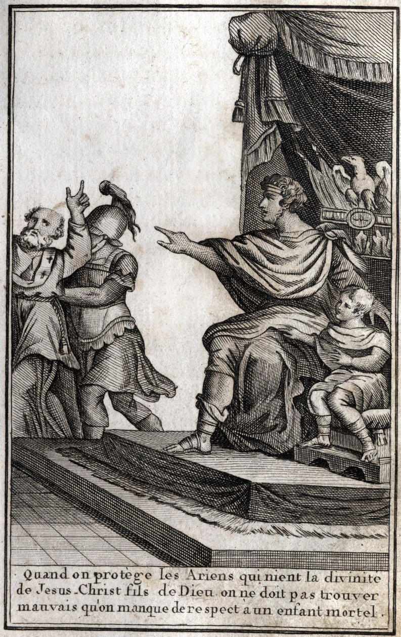 ثيودوسيوس الأول (فلافيوس ثيودوسيوس) (347-395) ، الإمبراطور الروماني ، كان قد ألقي القبض على أمفيلوك ، إيفيك من أيكون ، بسبب عدم احترام ابنه ، أركاديوس (377-408). تعلن Eveque "عندما نحمي الأريوسيين الذين ينكرون ألوهية يسوع المسيح ، ابن الله ، يجب علينا بواسطة فنان غير معروف