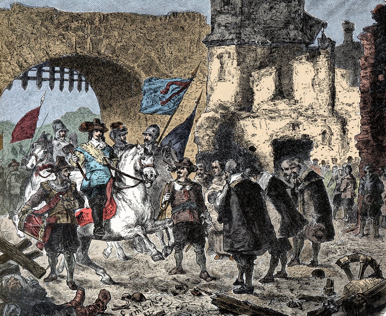 ثلاثون عامًا: الجنرال برنارد من ساكسونيا فايمار (ساكسونيا-فايمار) (1604-1639) بين المنتصر في بريساتش (ألمانيا) - برنارد من فايمار يدخل بريساش - بواسطة فنان غير معروف