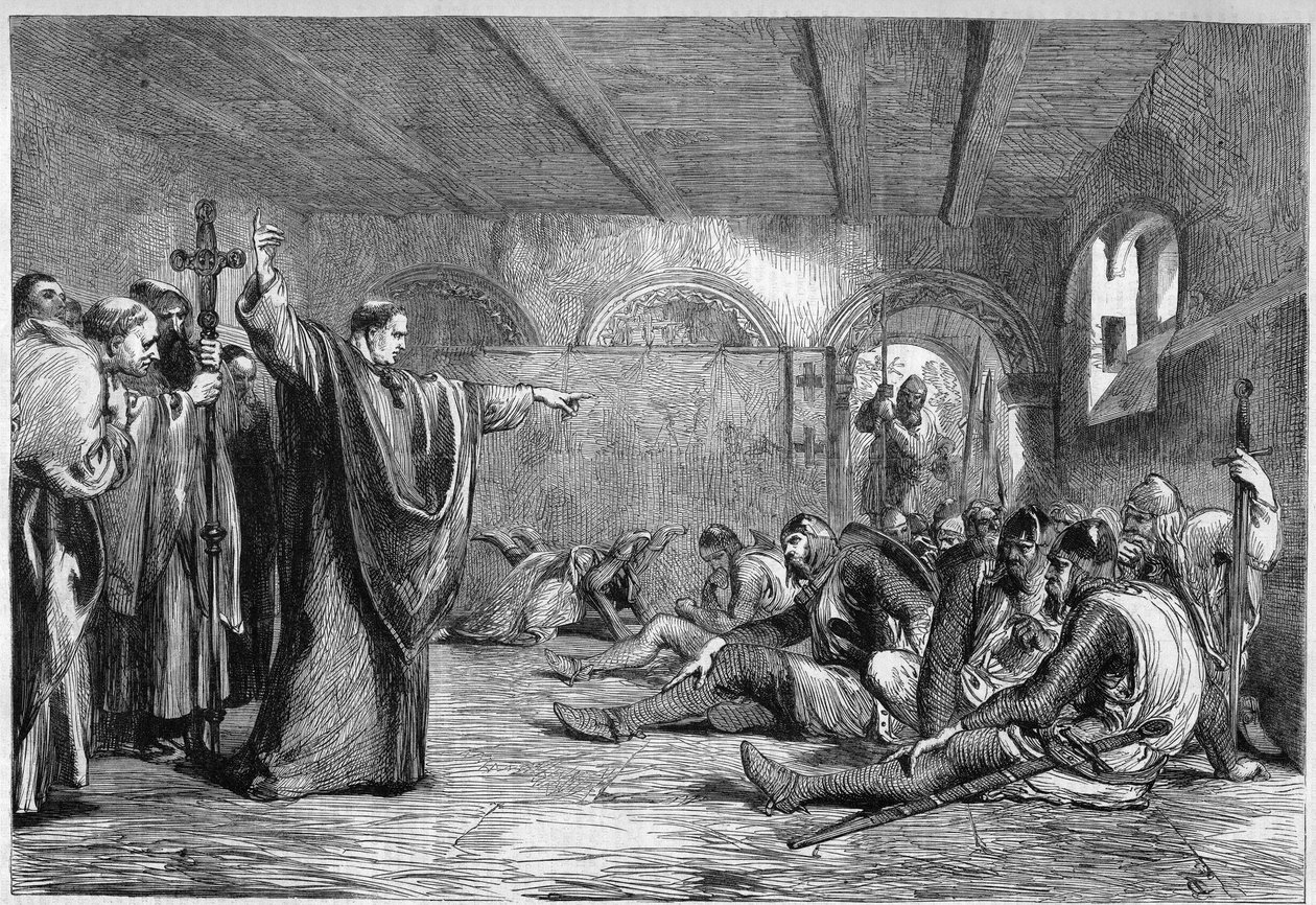 توفي توماس بيكيت في 29 ديسمبر 1170: التقى رئيس أساقفة كانتوربيري سانت توماس من كانتربري (1117-1170) في شقته قتلة ، فرسان ويليام تريسي ، وريتشارد بريتون ، وريجنالد فيتزورسي ، وهوجز أوف مورفيل (أنصار الملك إتش بواسطة فنان غير معروف
