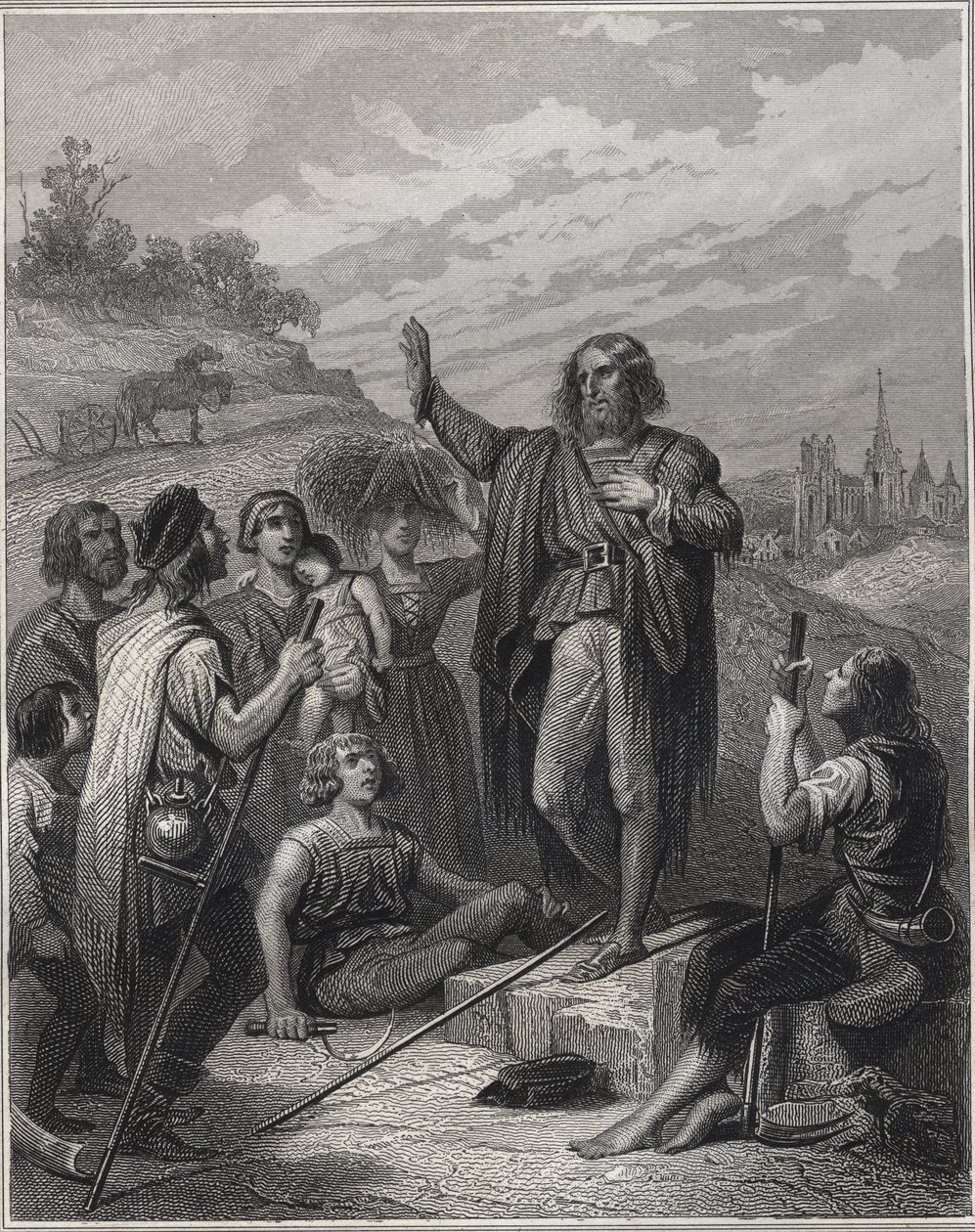 توماس منتزر الوعظ - توماس مونتزر (منذر) (1489-1525) يعلم مذهبه - نقش في "Les Fastes populaires، ou Histoire des heriques de les people et de ses effect sur les sciences، les Arts، Industry and Agriculture" بقلم ألفونس إي بواسطة فنان غير معروف