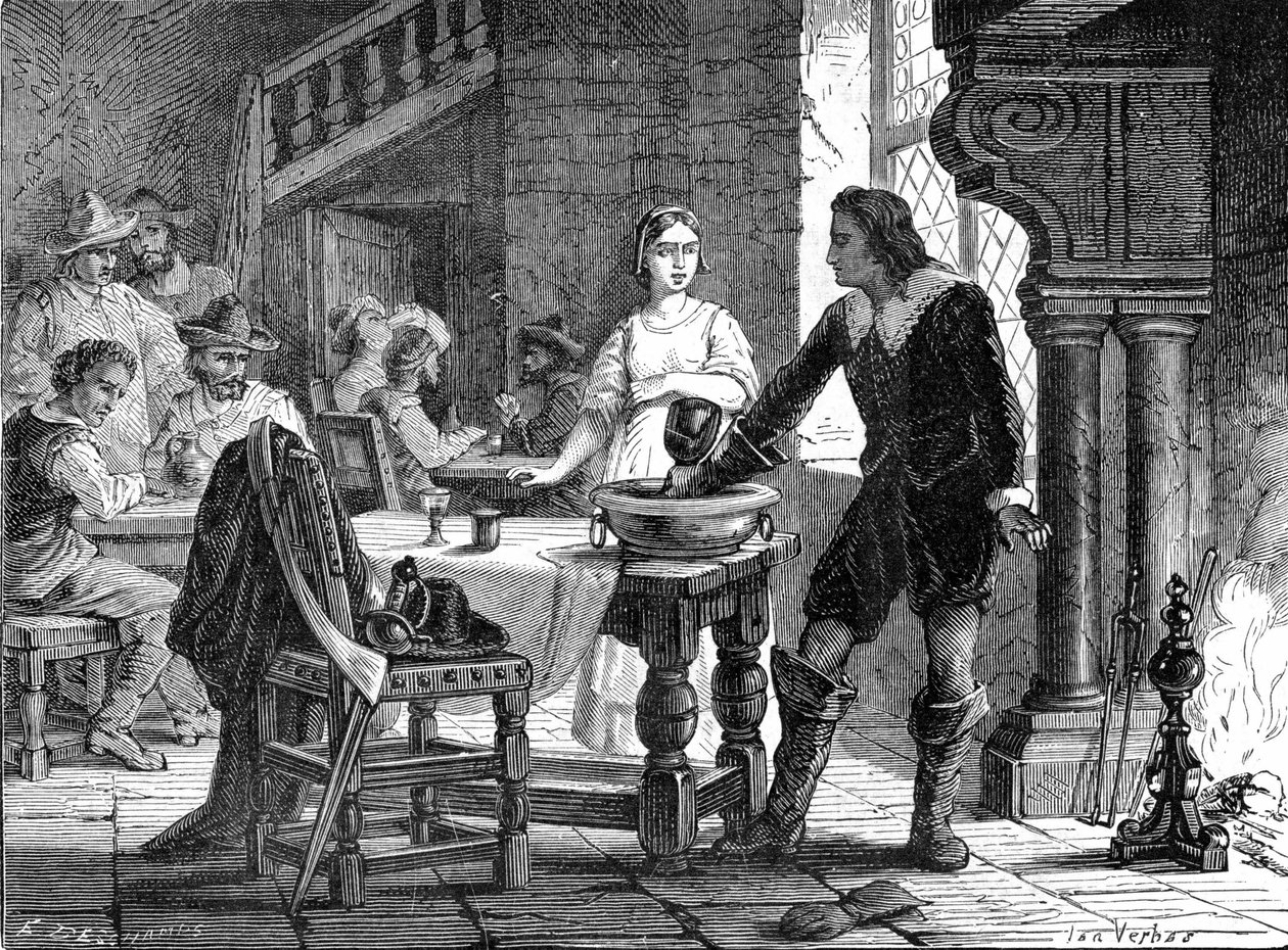 توماس سافري في تجاربه في الحانة (تجربة الزجاجة) - في ألبوم العلوم ؛ علماء لامعون الاكتشافات العظيمة "" "1896. بواسطة فنان غير معروف