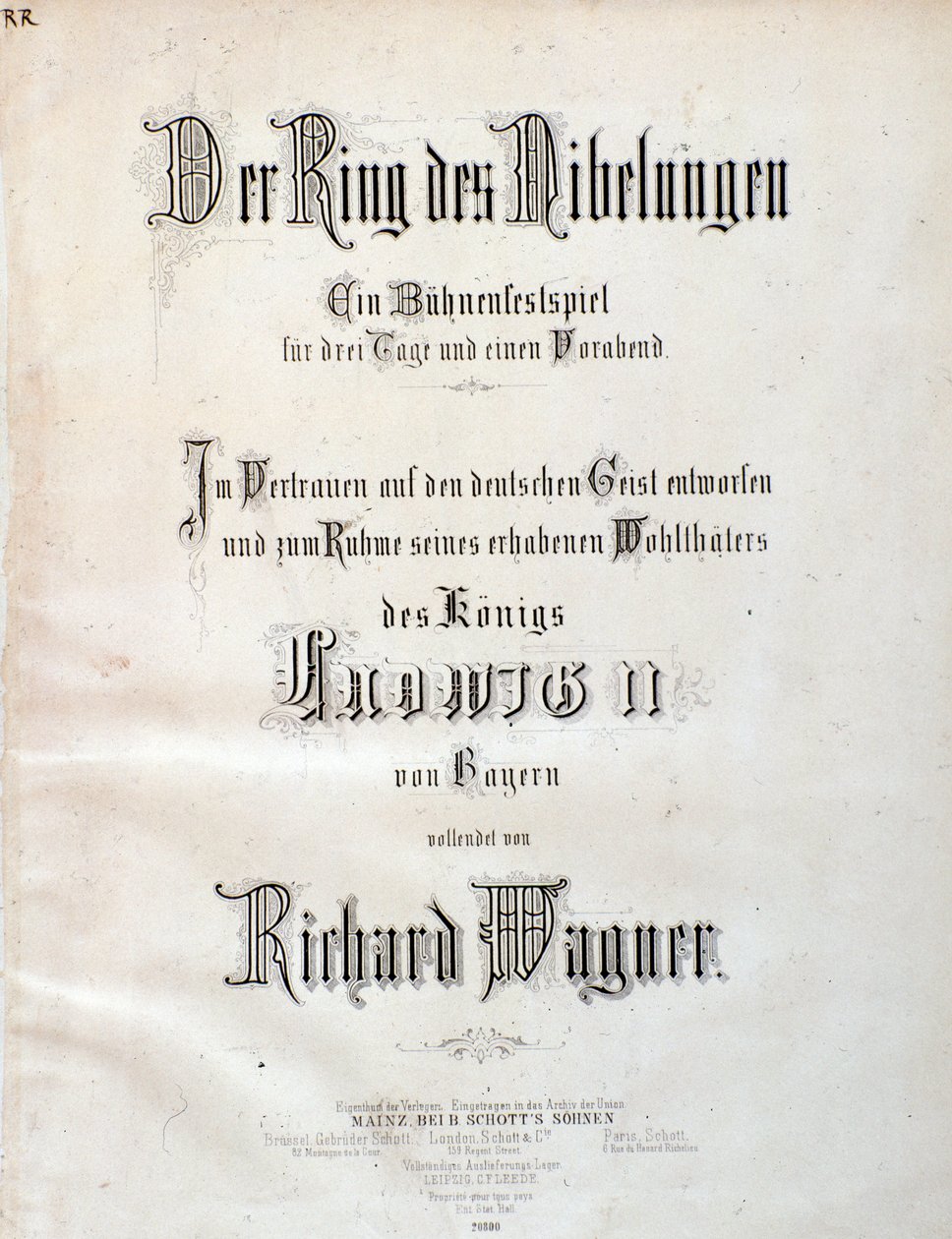 صفحة العنوان للنتيجة الموسيقية لـ Der Ring des Nibelungen بواسطة Wagner بواسطة فنان غير معروف