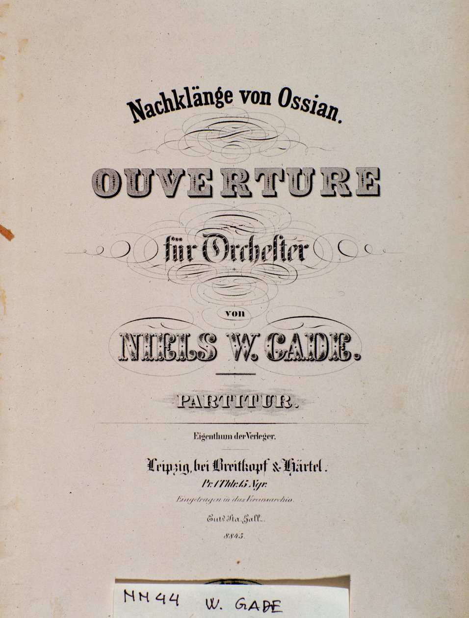 صفحة العنوان للموسيقى الورقية الخاصة بـ Souvenirs D'Ossian ، مقدمة بواسطة Niels Gade بواسطة فنان غير معروف