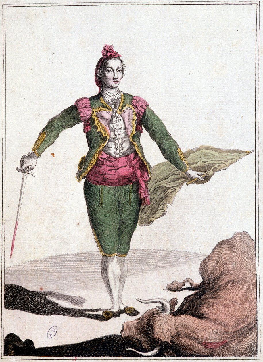 زي Toreador الشهير Joaquin Costillares ، بعد الإطاحة بالثور ، في عام 1825. بواسطة فنان غير معروف
