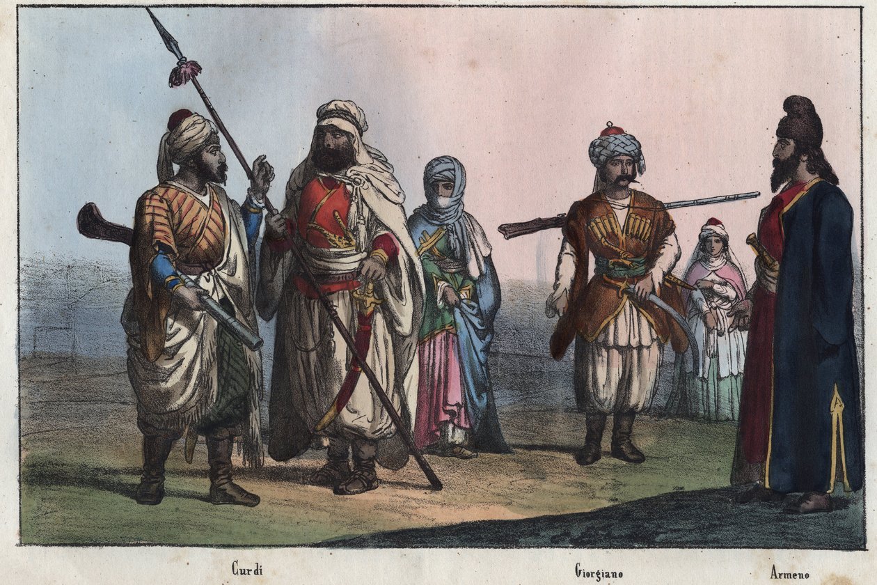ازياء كردية تقليدية - جورجية - ارمينية - بواسطة فنان غير معروف