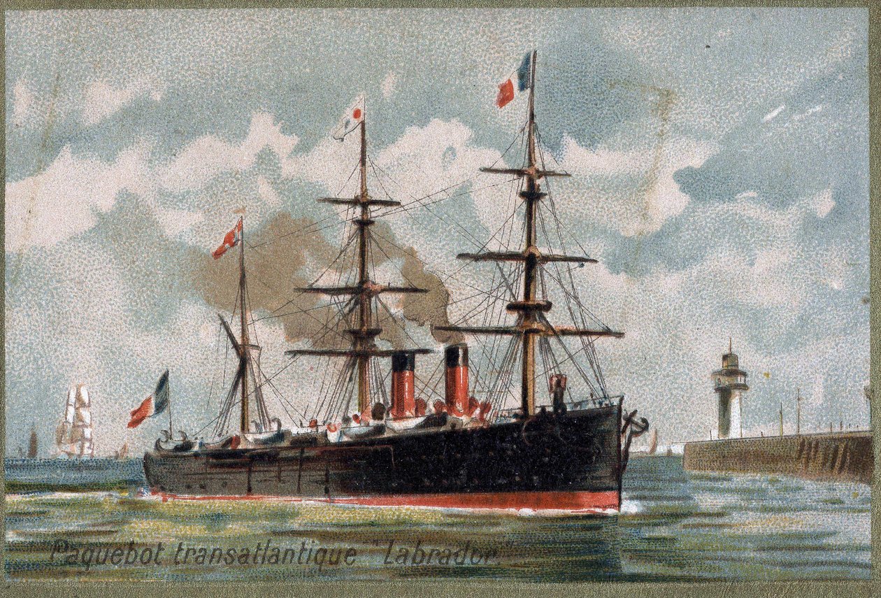 بطانة عبر المحيط الأطلسي "لابرادور". "حوالي عام 1880. الطباعة الحجرية الملونة بالقرن التاسع عشر. بواسطة فنان غير معروف