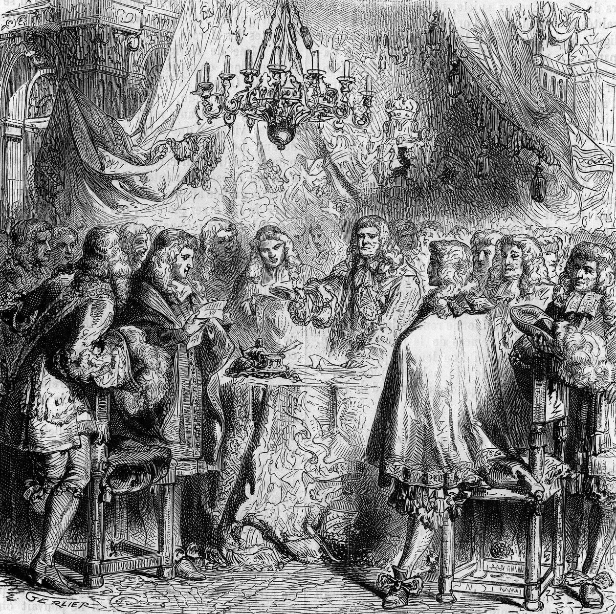 علاج إيكس الكنيسة. وقع في 2 مايو 1668 بين فرنسا وإسبانيا ، أنهى حرب أيلولة وأعطى فلاندرز إلى فرنسا. نقش من عام 1866. بواسطة فنان غير معروف