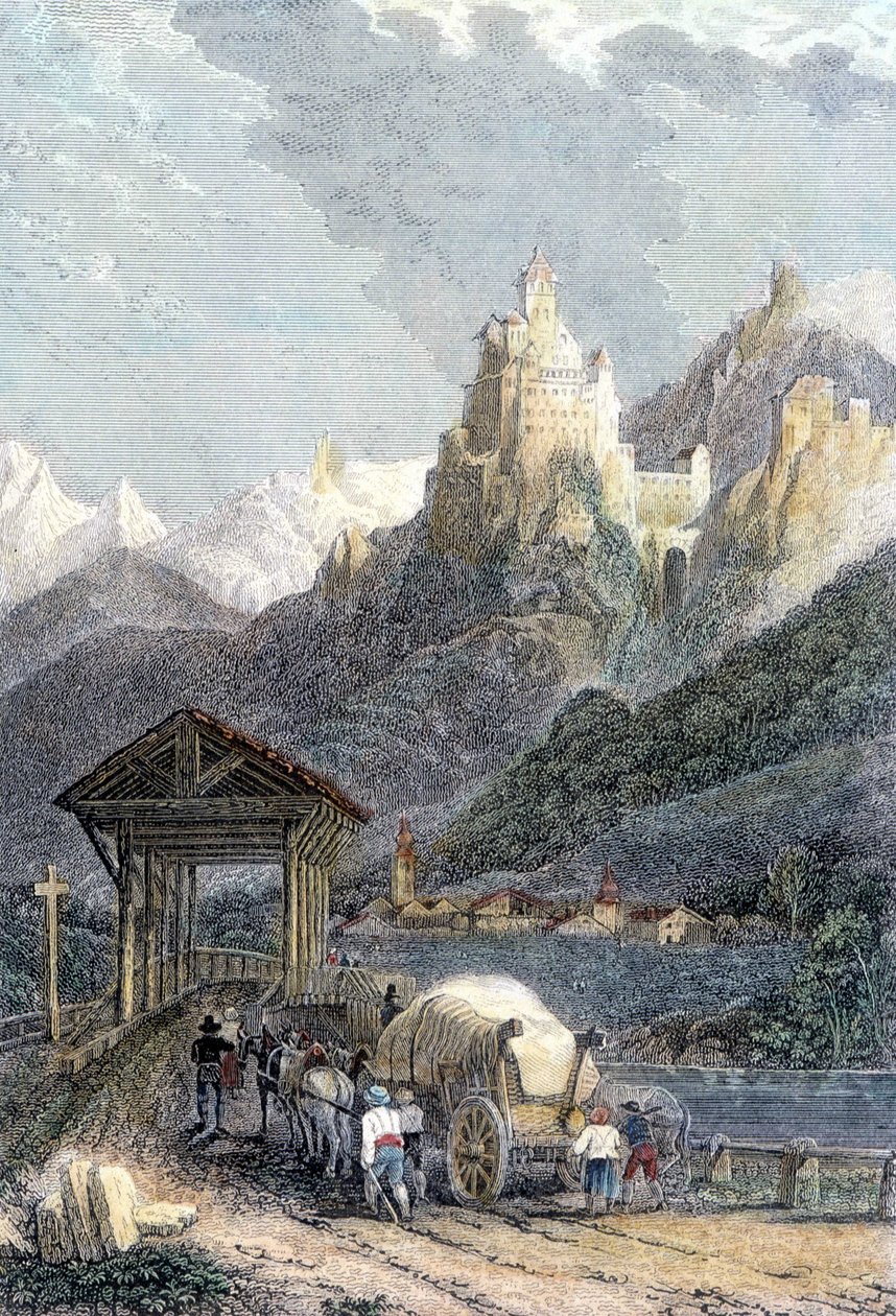 قلعة Trostburg في تيرول. بواسطة فنان غير معروف
