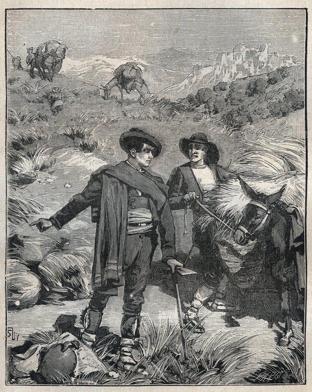 اكتشف فلاحان من سييرا ألماجريرا في إسبانيا إيداع الفضة في جاروسو في عام 1838. نقش من عام 1885 في "" رسومات Les Arts et metiers "" لأدولف بيتارد. بواسطة فنان غير معروف