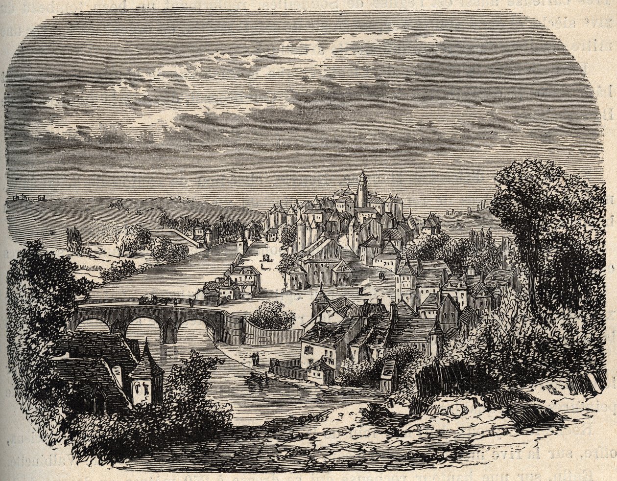 Uzerche - Correze - فرنسا - نقش في "" PATRIE "" - صورة وصف مقتضب لفرنسا في 6 مجلدات بواسطة LUCIEN HUARD - نهاية القرن التاسع عشر بواسطة فنان غير معروف