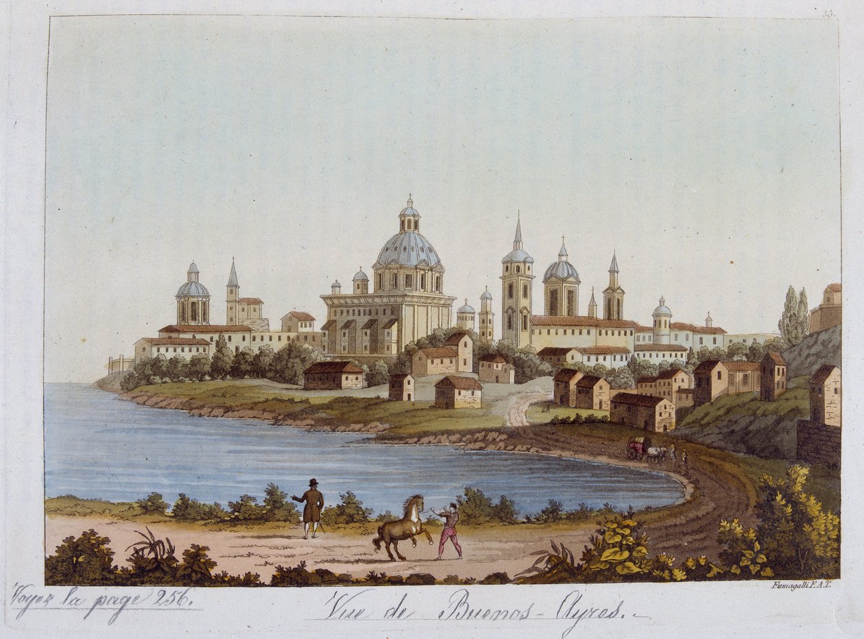 منظر لبوينس آيرس - بالزي القديم والحديث 1819-1820 بواسطة دكتور فيراريو ، محرر. ميلان بواسطة فنان غير معروف