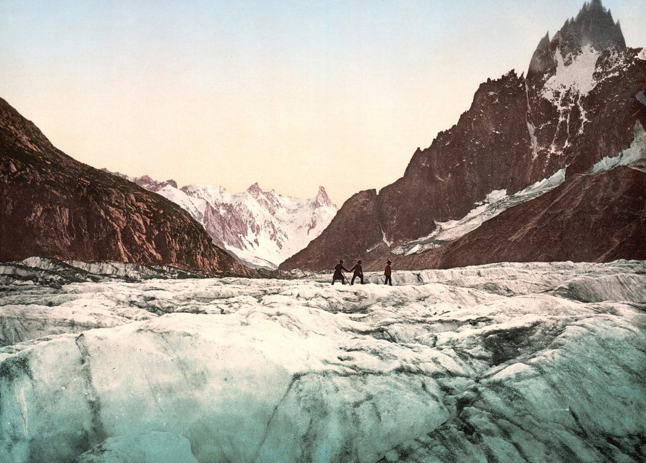 منظر مونت بلانك: The Mer de Glace. الفوتوكروم v. 1890. بواسطة فنان غير معروف