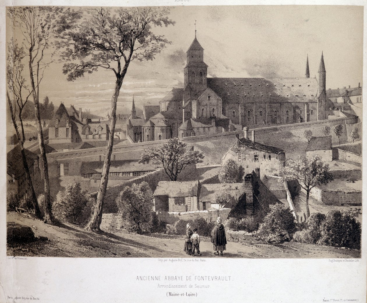 منظر لدير Fontevrault (Fontevraud) بالقرب من Saumur بواسطة فنان غير معروف