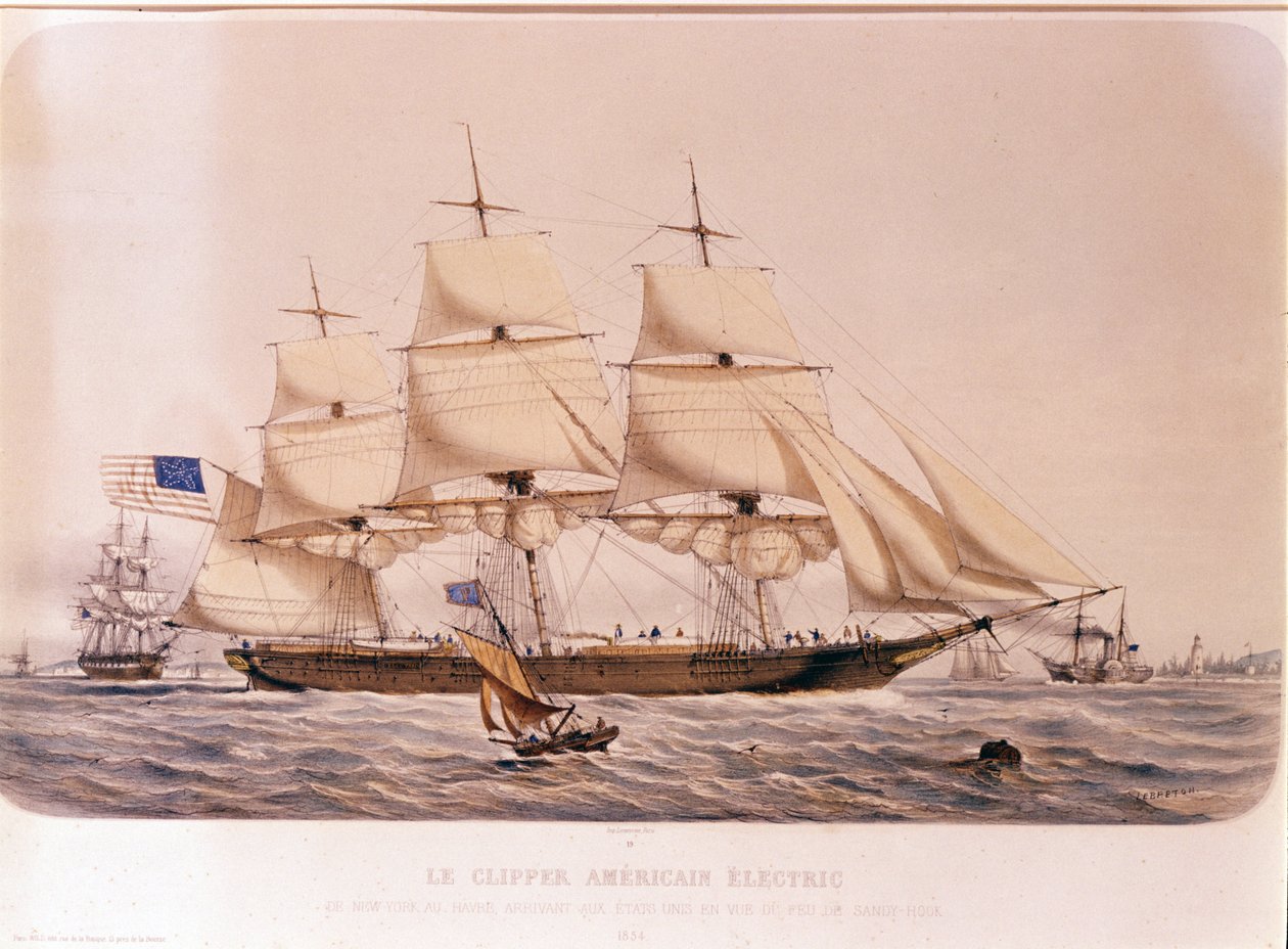منظر لـ American Clipper Electric. ليثوجراف 1854 بواسطة فنان غير معروف