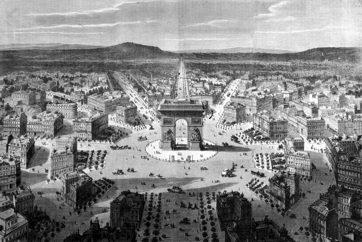 منظر لـ Place de l'Etoile في باريس. بواسطة فنان غير معروف