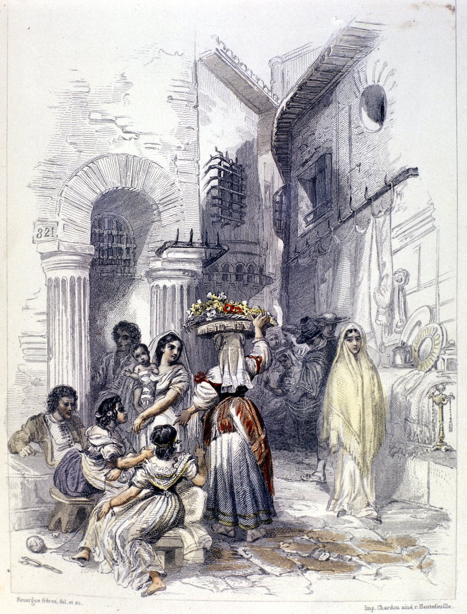 منظر لغيتو روما عام 1830. بواسطة فنان غير معروف