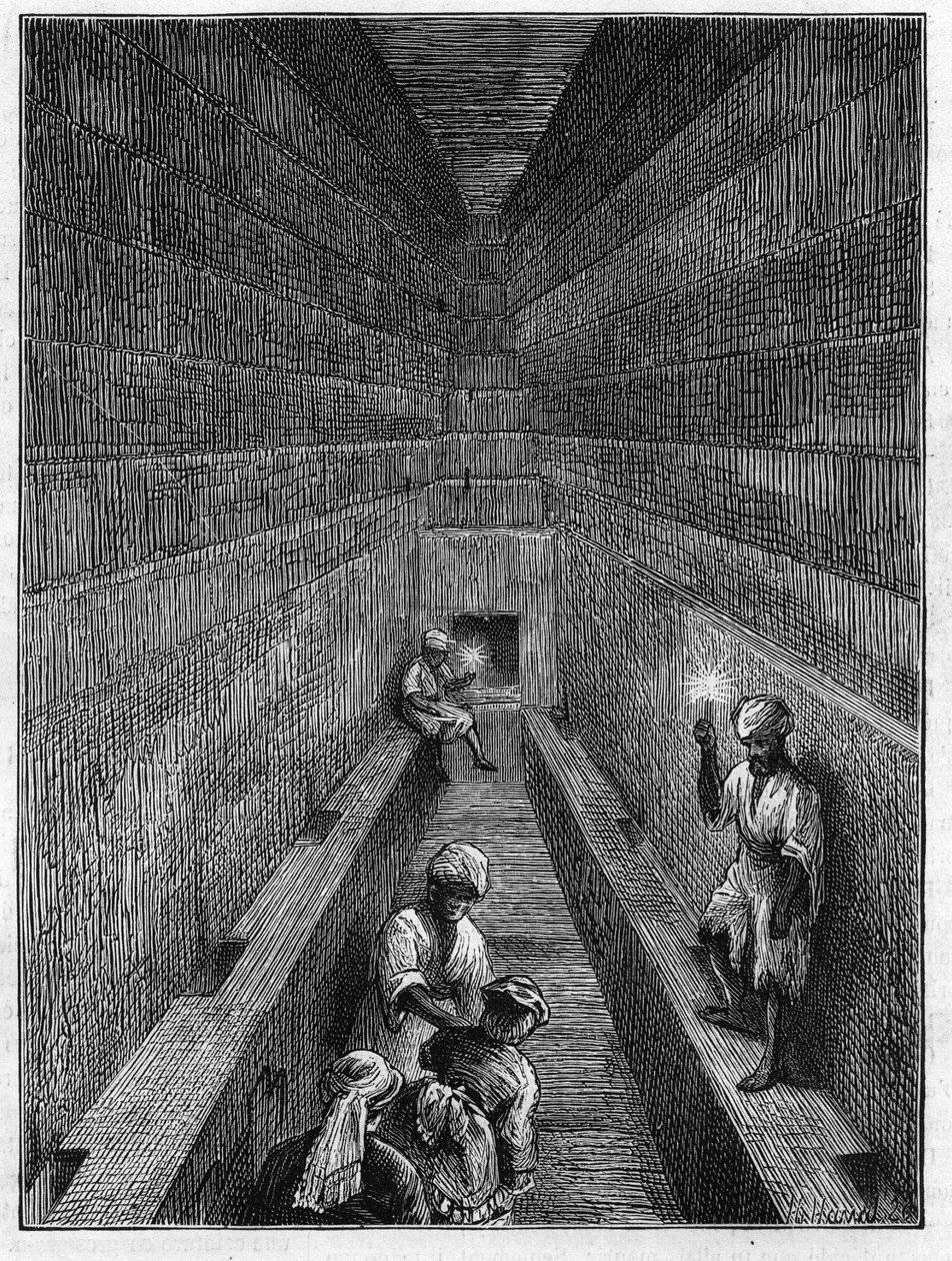 منظر للمعرض الكبير لهرم خوفو (خوفو ، خوفو ، خوفو ، خوفو) في الجيزة (الجيزة ، الجيزة) ، مصر بواسطة فنان غير معروف
