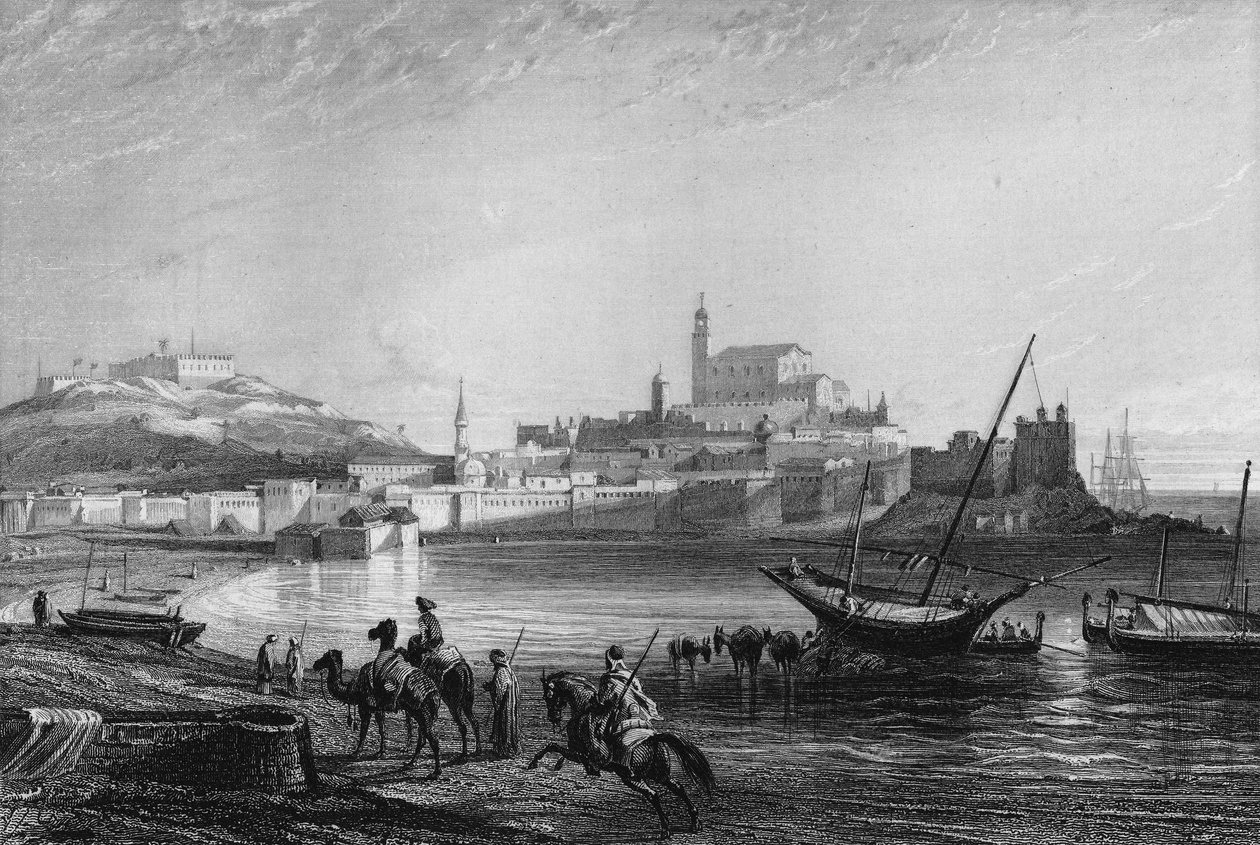منظر لميناء بون بالقرب من الجزائر العاصمة في القرن التاسع عشر ، في "L'Algerie ancienne et moderne" بقلم ليون غاليبرت بواسطة فنان غير معروف