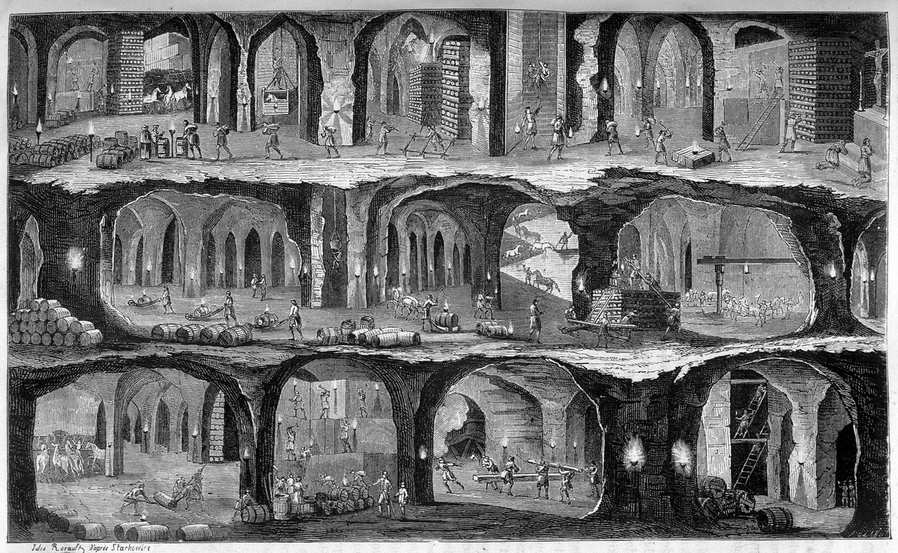 منظر لأعمال تحت الأرض في مناجم الملح في Wieliska ، Gallicia. في "" Les wonders de l'industrie "للمخرج لويس فيغير. بواسطة فنان غير معروف