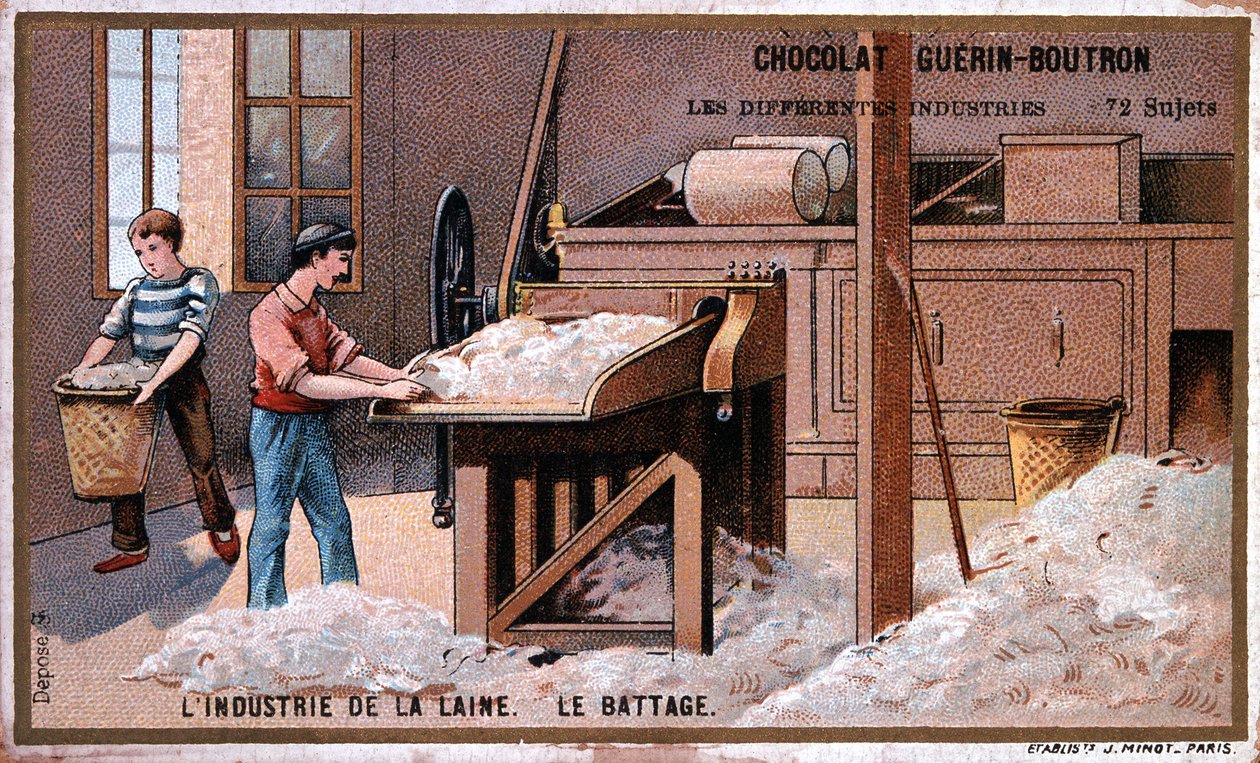 صناعة الصوف ، التنشيط ، الإعلان عن الشوكولاتة Guerin Boutron ، كاليفورنيا. 1895 بواسطة فنان غير معروف