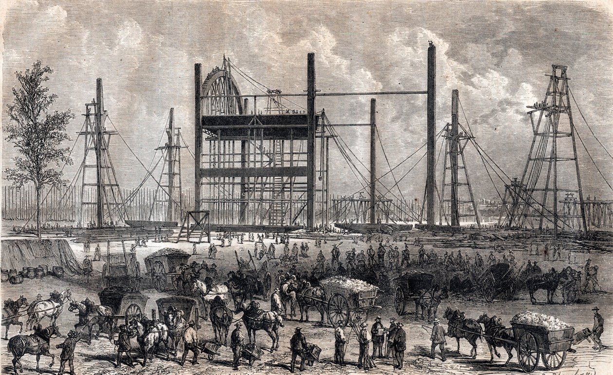 أعمال حقل المريخ في باريس في نهاية أبريل 1866 - نقش عام 1867 بواسطة فنان غير معروف
