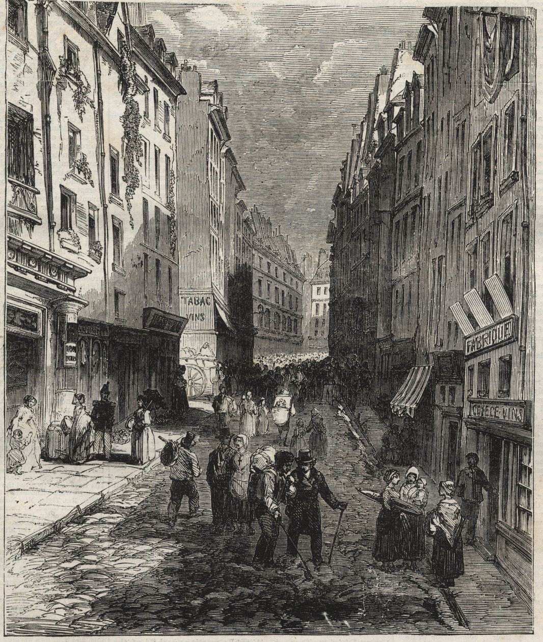 Works rue de la Montagne Sainte-Genevieve (Sainte Genevieve) في الدائرة الخامسة بباريس عام 1858. بواسطة فنان غير معروف