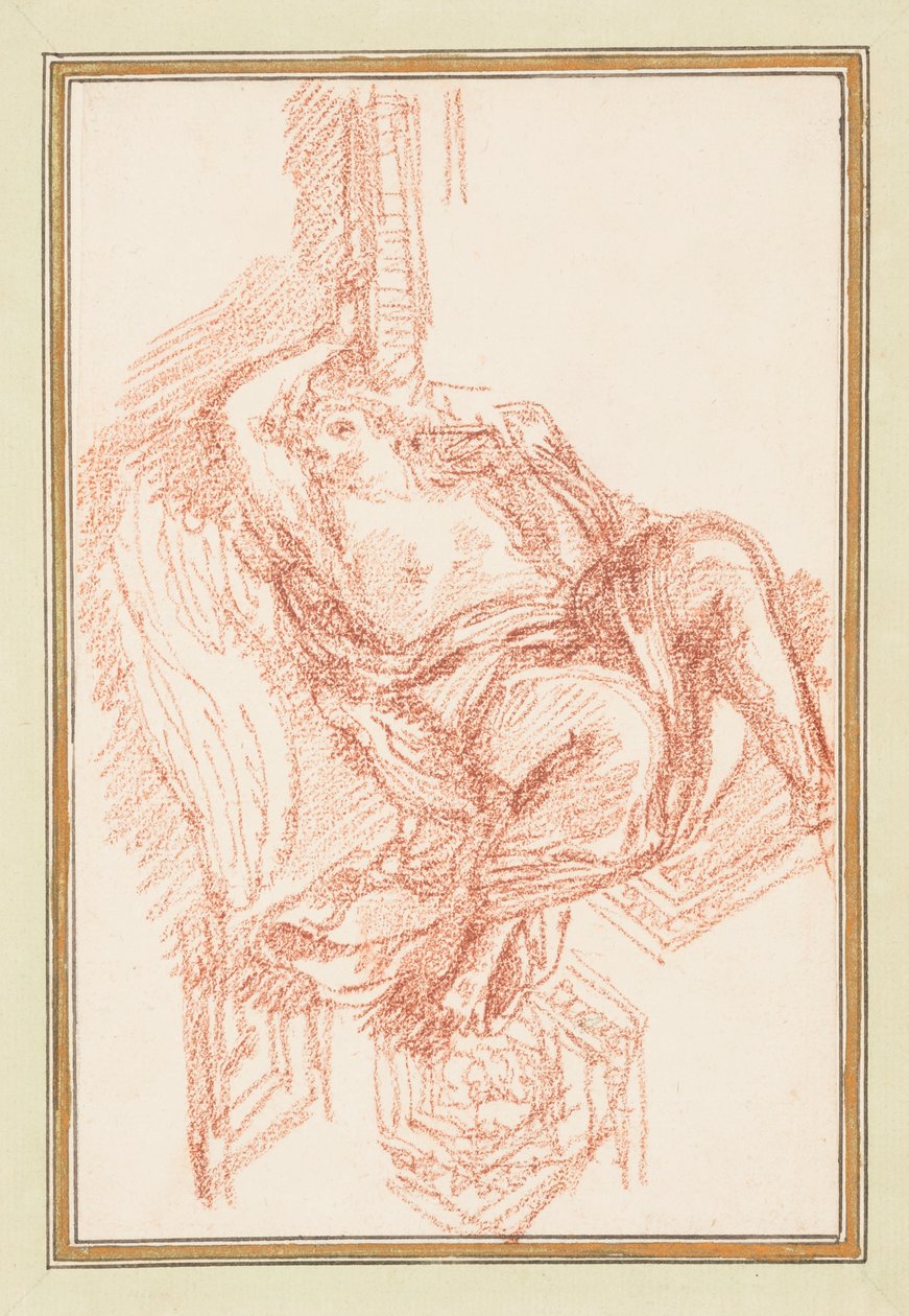 رسم، تفاصيل السقف مع شكل ذكر مجنح، حوالي 1759-70 بواسطة فنان غير معروف