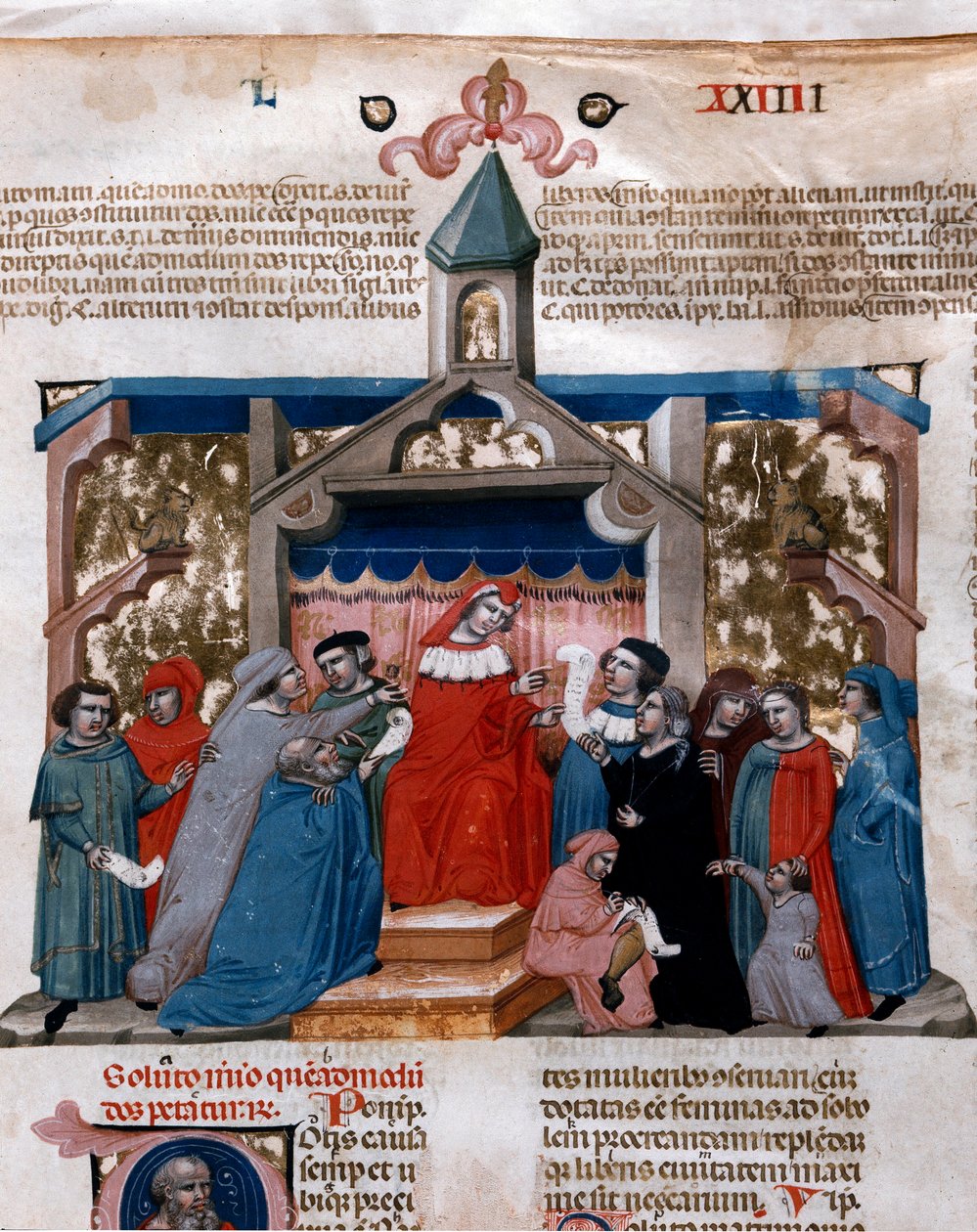 A lawyer applying the Miniature Law taken from the Justinian Code (Codex Justinianus), a collection of laws and institutions published under the Roman Emperor Justinian I of Byzantium (483-565) بواسطة فنان غير معروف