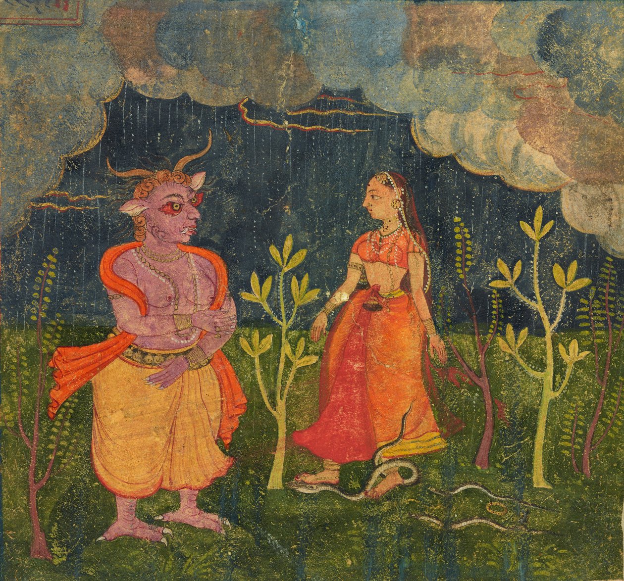 Abhisarika Nayika ، ورقة من <em>Rasikpriya</em> بواسطة فنان غير معروف